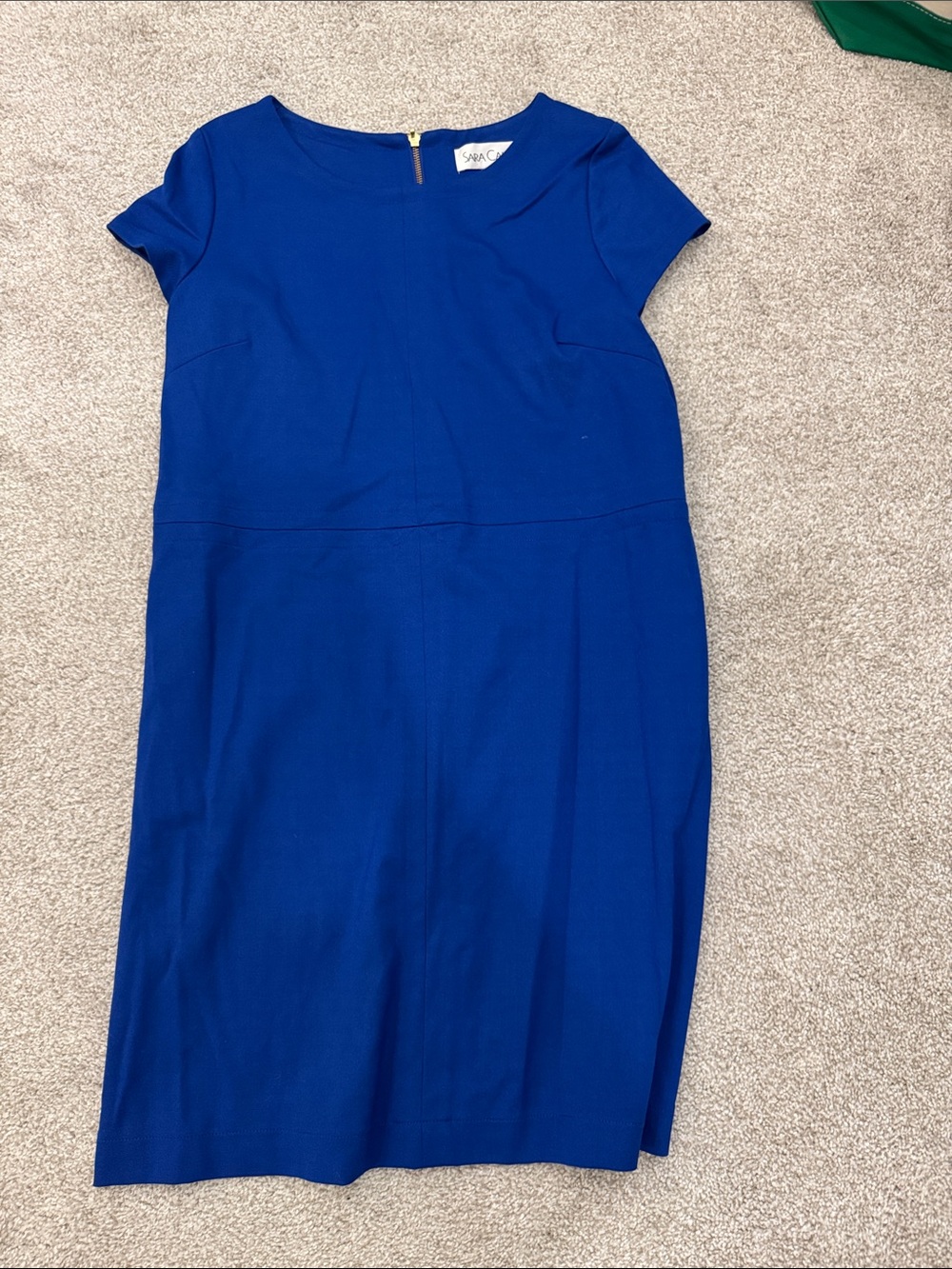 Cobalt Blue Cap-Sleeve Sheath Dress